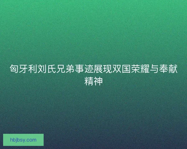 匈牙利刘氏兄弟事迹展现双国荣耀与奉献精神 匈牙利刘氏兄弟事迹展现双国荣耀与奉献精神